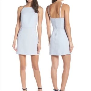 French Connection Whisper Squareneck Strappy Dress in Salt Water (pale blue)